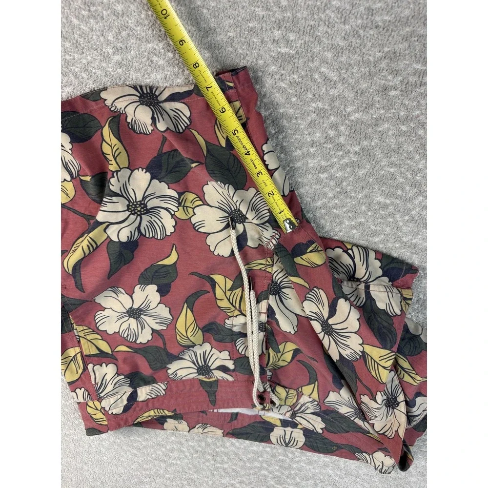 Faherty Swim Trunks Shorts Mens Large Red Floral Hawaiian Tropical Beach‎ Surf